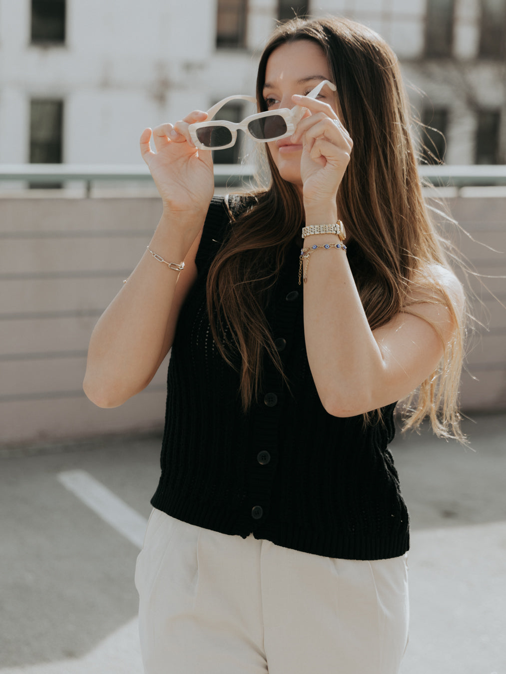 Bentley Button Down Sleeveless Knit Cardigan