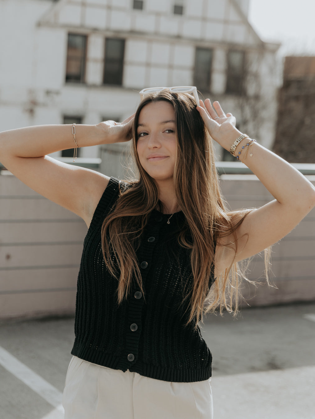Bentley Button Down Sleeveless Knit Cardigan