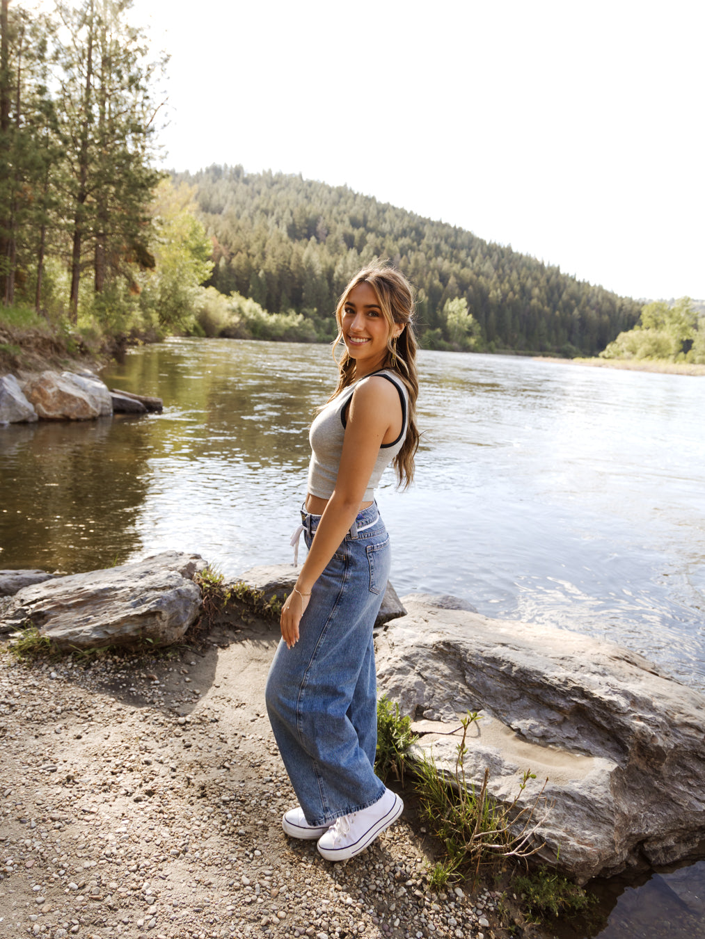 USA Sleeveless Rib Crop Top