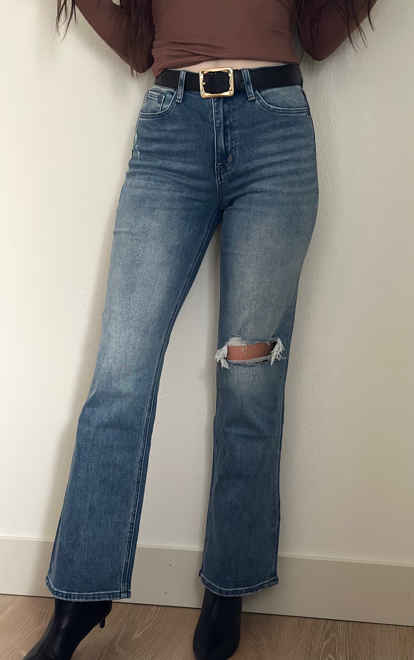 90's Vintage Super High Rise Flare Jeans