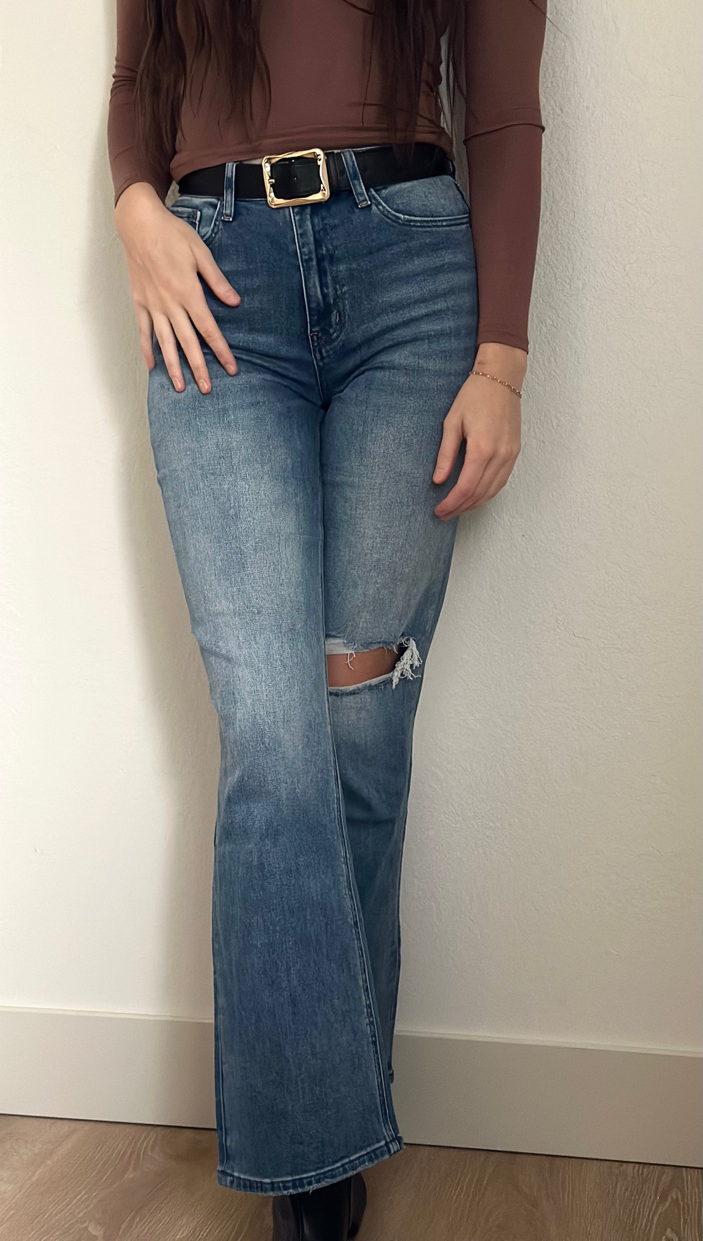 90's Vintage Super High Rise Flare Jeans