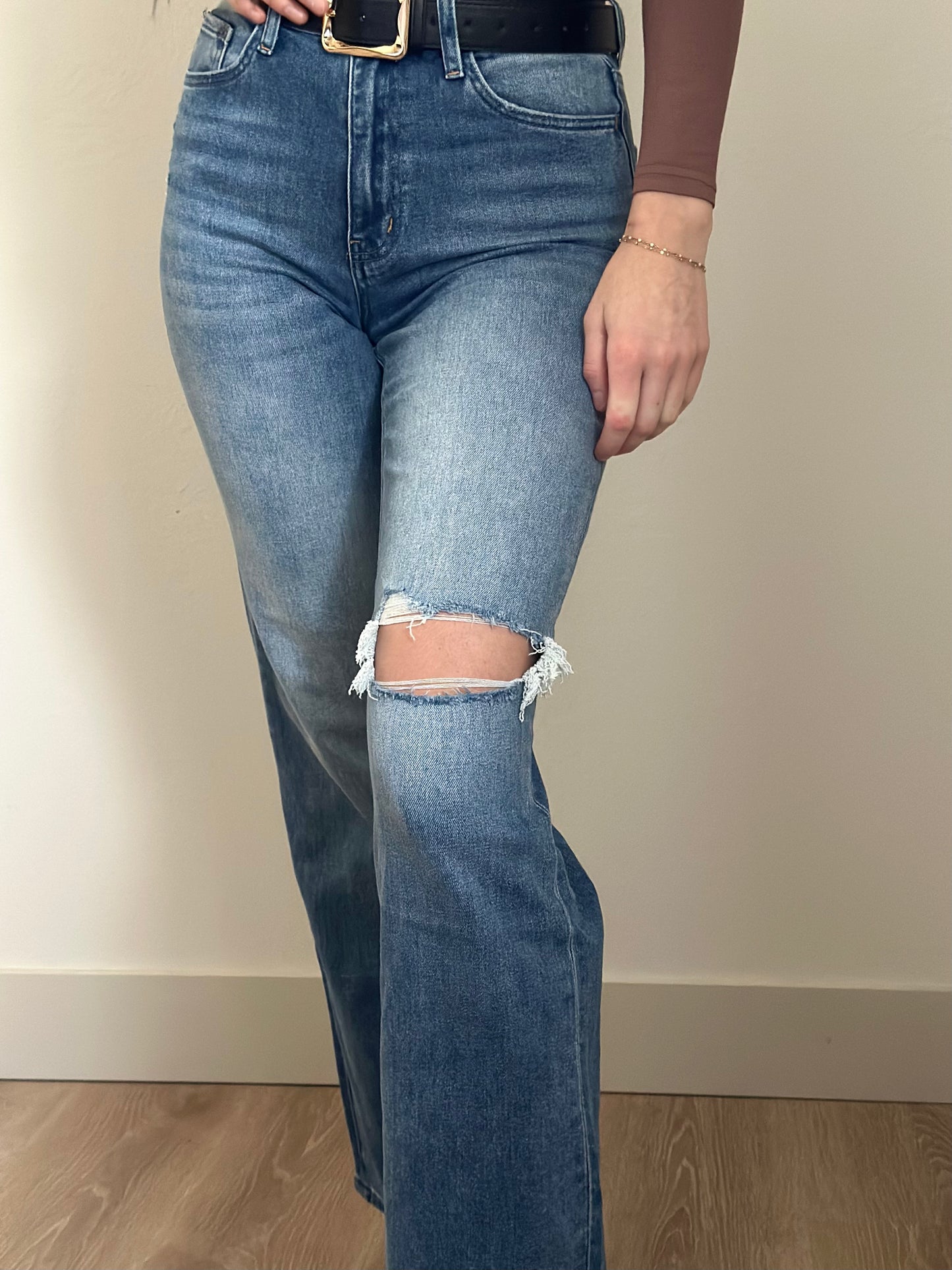 90's Vintage Super High Rise Flare Jeans